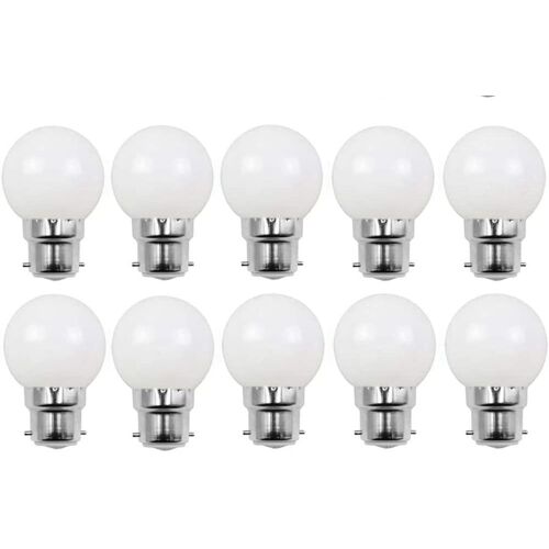 KAL-Lot De 10 Ampoules À Baïonnette B22 2 W G45 Mini Glof Led (Équivalent 20 W) Blanc Chaud 220 V Multicolore Économe En Énergie Pour Décoration De Guirlandes De Fête, Intensité Non Variable
