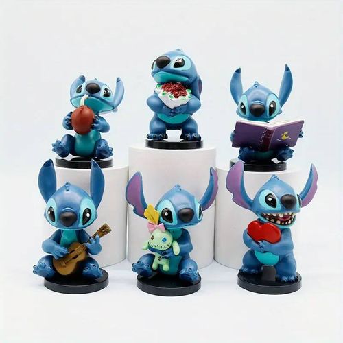 Lot De 6 Figurines Disney Stitch ¿ Mini Statues Colorées Avec Accessoires Uniques, Décoration Collector Pour Fans