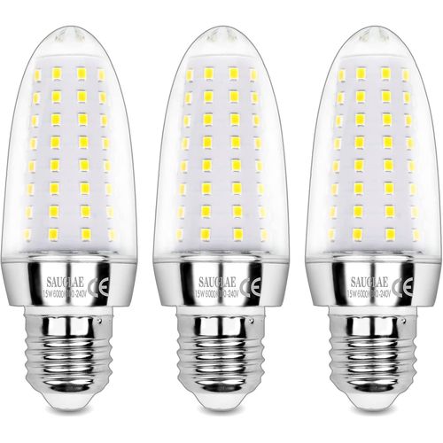 Cheng-Ampoules Led 15w, Équivalent 120w Ampoule Incandescente, 6000k Blanc Froid, 1700 Lm, Ampoules À E27 Vis Edison, 3 Pièces
