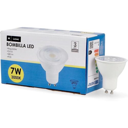 Kal-- Pack De 6, Ampoule Led 7w Gu10 Smd Plus, Lumière Dimmable, Lumière Neutre (4000k), Culot Gu10, 580 Lumen, Ip20, Ouverture Du Faisceau 60°. Lm7618