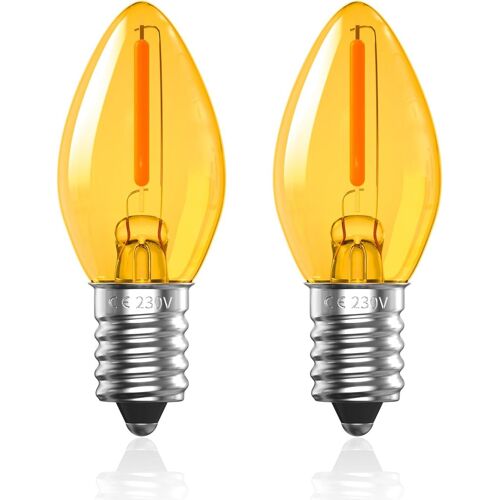 0,5w Ampoule Led E14 Vintage,C7 Ampoule Led E14 Blanc Chaud Petit Culot À Vis 2000k Filament Veilleuse Led Ampoule Faible Luminosité Decorative,Équivalent 5w,Non Dimmable,Lot De 2