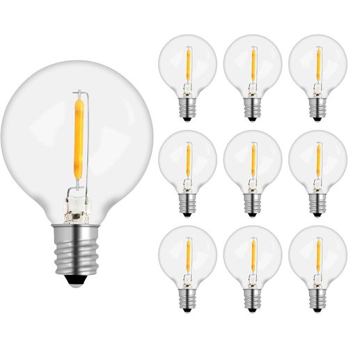 Tianyi-Lot De 10 Ampoules En Verre E12 G40 Led 1w, Equivalent À Ampoule Incandescente 7w, Blanc Chaud 2700k, Ac220-240v, 100lm, Ip54 Étanche, Non Dimmabile, Ampoules Globe G40, Pour Decorative Guirla