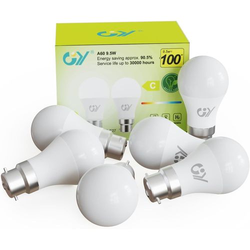 Ampoule Led B22 Classe C 9.5w (Équivalent 100w) ¿1521 Lumens 4000k Blanc Neutre ,A60 Ampoules Culot B22 Baïonnette Led,Économie D'énergie,Angle 280°,Non-Dimmable¿Lot De 6