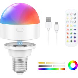 Ampoule LED E27 Rechargeable Pinrutar Avec Télécommande - RGB, 12 Couleurs, Minuterie