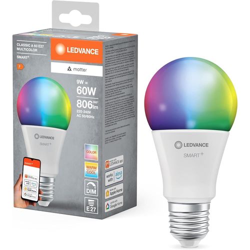 Smart+ Matt Led Lampe, White Frost Optics, 14w, 1521lm, Forme De Lampe À Incandescence Classique Avec E27, Couleur Lumière Et Lumière Blanche, Avec Vocal Control, Jusqu'à 20 000 Hrs, 1-Pack