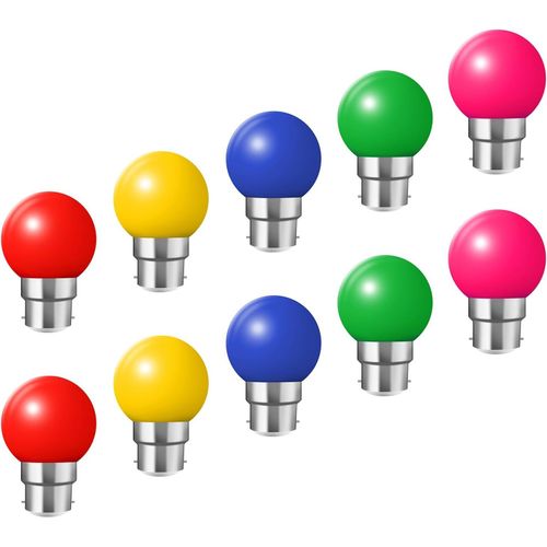 Ampoules À Baïonnette B22-Paquet De 10 Ampoule À Del Feston 2w,Ampoule (Équivalent 20w) À Économie D'énergie Bleue Golfball, Petites Ampoules De Noël Bc Cap,Rouge, Jaune, Rosa, Ver[Amp741639]