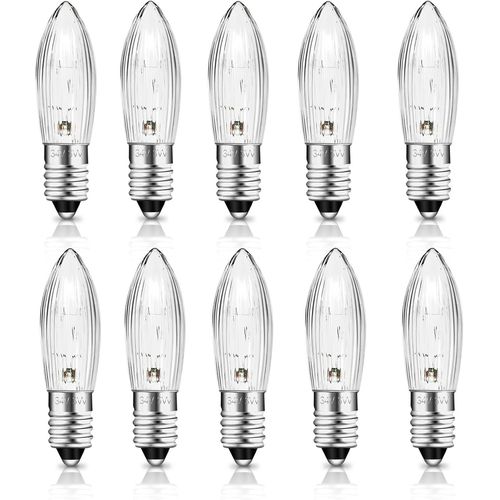 Ampoule E10 34v 3w Bougie Avec 7 Points De Combustion Ampoules De Rechange,30lm Blanc Chaud 2700k,Ampoule Bougie E10 Pour Arche Lumineuse,Arbre De Noël,Guirlande,Lot De 10