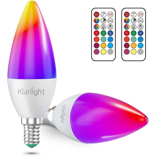 C35 E14 Ampoules Led À Changement De Couleur,Ampoule À Bougie Rvb 3w,Ampoule Led E14 Blanc Chaud 3000k,Ampoule À Changement De Couleur Avec Fonction Mémoire Et Télécommande,Lot De 2