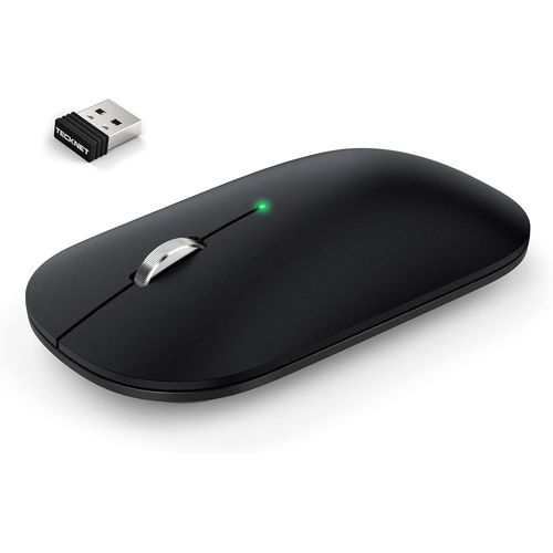 LETNERNY-Souris Sans Fil Rechargeable, 4000 Dpi Trois Modes (Bt 5.0/3.0+ 2.4G Sans Fil), Silencieuse Et Ultra Mince Souris Portable Compatible Pour Macbook, Windows, Android Ios, Noir