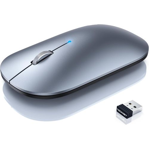 CHECARZHN--NO1-Souris Bluetooth Silencieuse Et Ultra Mince, 4000 Dpi, 3 Modes (Bt 5.0/3.0+ 2.4G Sans Fil), Argent, Compatible Pour Macbook, Windows, Android Ios