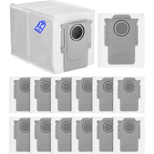 14 Sacs à Poussière compatibles avec Roborock S8 MaxV Ultra / S8 Max Ultra/Q Revo/Qrevo Pro/Qrevo MaxV/Qrevo S/Qrevo Master Aspirateur, Accessoires Grande Capacité pour Roborock