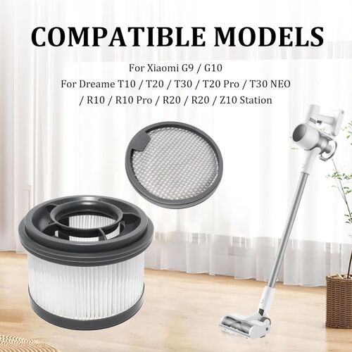 Diansung accessoires pré-filtre + Hepa filtre pour Xiaomi G9 G10, pour Dreame T10, T20, T30, T20 Pro, T30 NEO, R10, R10 Pro, R20, R20, Z10 Station, pièces de rechange de filtre