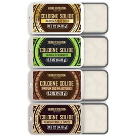 Parfum Homme-Parfum Solide-Cologne Avec Vanille Épicée,Tabac Doux,Oud Majestueux,Bergamote-Cadeau Homme-4 X 14 G 
