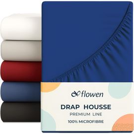 KALANKA-Drap Housse 120x190 cm en Microfibre Bleu Marine avec Coins Élastiqués pour Matelas de 30 cm Haut Tissu Anti-Acarien Hypoallergénique De Haute Qualité Doux et Durable Lavable en Machine