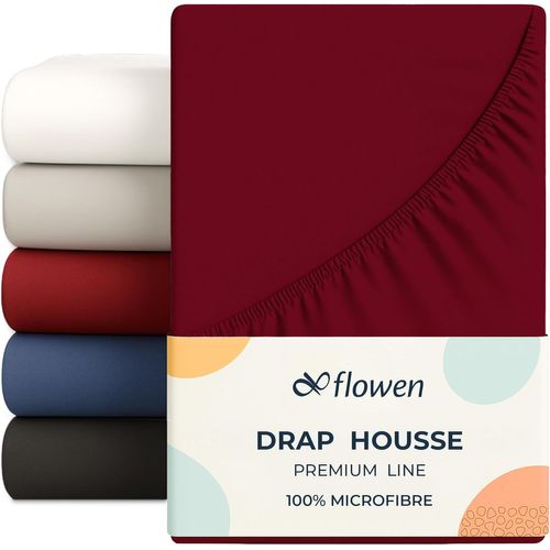 Tianyi-Drap Housse 140x190 Cm En Microfibre Bordeaux Avec Coins Élastiqués Pour Matelas De 30 Cm Haut Tissu Anti-Acarien Hypoallergénique De Haute Qualité Doux Et Durable Lavable En Machine