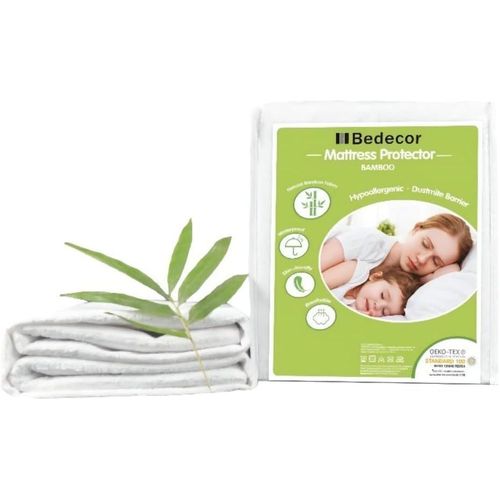 Fibre de Bambou Protège Matelas imperméable,Ultra Doux,Respirant,Hypoallergénique,Silencieux-70x140cm (Hauteur 15 cm)