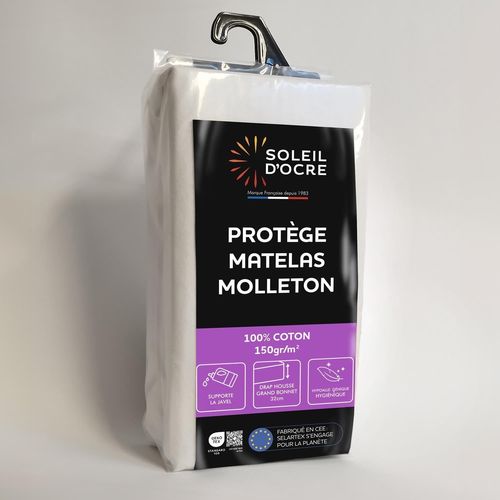 KALANKA-, Flanelle Protège Matelas, Coton, Blanc, 140x190 cm