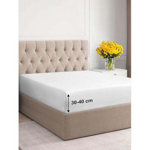 Slep-Drap Housse 140x200 Cm Bonnet 40 Cm Extra Profond - Microfibre De Polyester Brossé Douce - Matelas Épais Jusqu`À 40 Cm (16") - Oeko-Tex - Résistant Au Rétrécissement Et À La Décoloration - Blanc