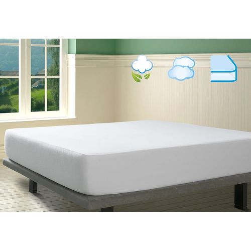 KALANKA-Protège Matelas en Coton Molleton avec Traitement Sanfor Anti-rétrécissement 90x190cm Blanc