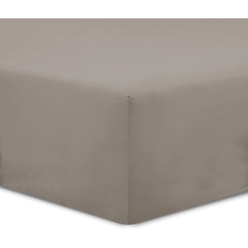 Tianyi-Vision - Drap Housse 140 X 190 Cm - Coloris: Taupe - 100% Coton: 57 Fils - 4 Coins Élastiques