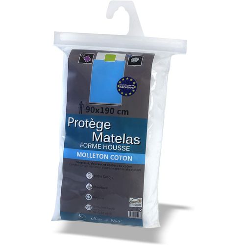 KALANKA-- Protège Matelas 90x190 cm | Plateau Molleton 100% Coton | Absorbant et Hygiénique