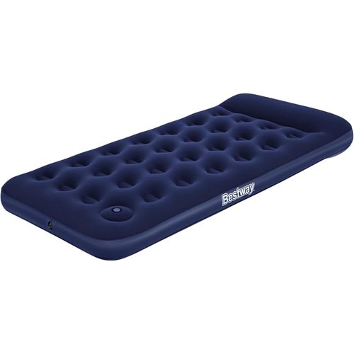 KALANKA-Matelas gonflable camping 1 place 1,88 m x 99 cm x 22 cm avec pompe à pied intégrée, Bleu