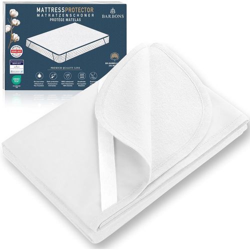 Pata-Barbons Protège Matelas Imperméable 160 X 200 X 30 Cm - Alèse Coton Respirant Oeko-Tex, Drap Housse Élastique 4 Coins, Anti-Acarien Hypoallergénique, Lavable 90 C, Bébé Adulte