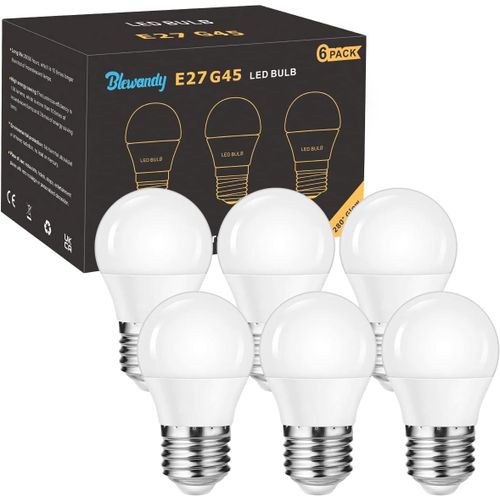 Ampoules Led E27, G45 Type Globe Ampoules De 5w Équivalent Incandescente 40w, Blanc Chaud 3000k Ampoule Économie D'énergie 500lm, Non Dimmable Avec Culot À Vis, Lot De 6
