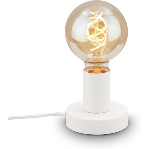 Eryi-- Lampe De Chevet Rétro Avec Interrupteur À Câble, Douille E27, Max. 10 Watts, Lampe De Table Vintage, Lampe De Bureau, Lampe De Chevet, Liseuse, 10x9 Cm, Blanc