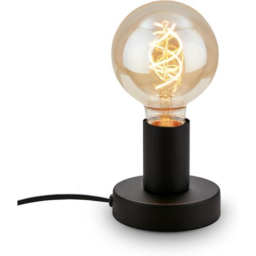 Kalanka-Briloner - Lampe De Chevet Rétro Avec Interrupteur À Câble, Douille E27, Max. 10 Watts, Lampe De Table Vintage, Lampe De Bureau, Lampe De Chevet, Liseuse, 10x9 Cm, Noir