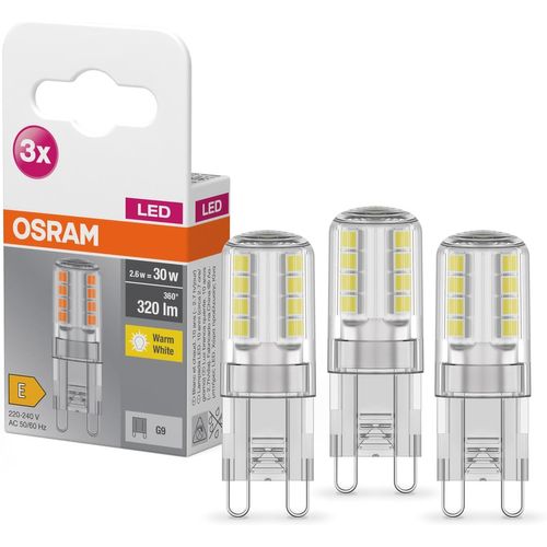 Osram Led Base Pin G9 | Lot De 3 X Ampoule Led Culot G9, 2,60w = 30w Équivalent Incandescent | Clair| Blanc Chaud | 2700k