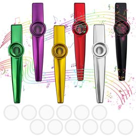 Kalanka-6 Pièces Kazoo Instrument, Kazoo Enfant Avec 12 Membranes, Kazoo Métal, Kazoo Jeu Blind Test En 6 Couleurs Pour Cadeaux De Fête, Flûte Nasale Pour Enfants, Amateurs De Musique, Débutants