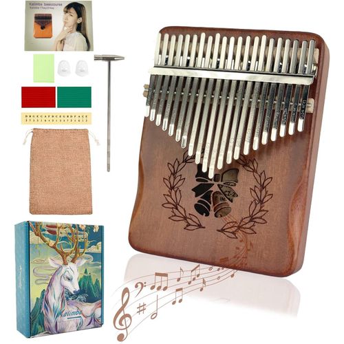 Kalanka-Kalimba Piano À Pouce Bois Portable 21 Clés Avec Livre De Chansons, Marteau D'accordage, Doigt Pouce Piano Instrument De Musique Cadeaux Pour Adultes Et Enfants Débutants (Cloche)