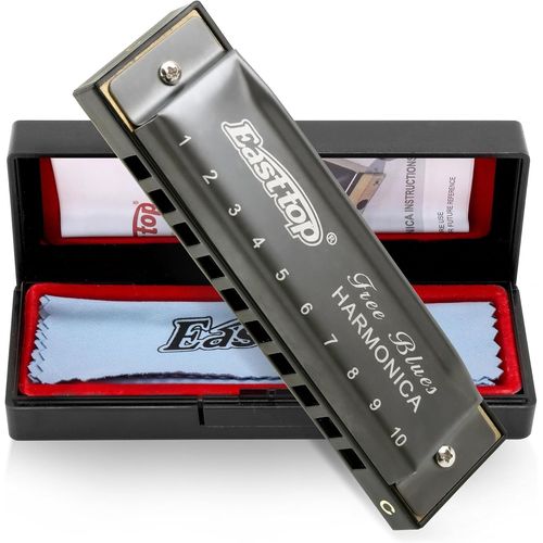 Kalanka-Harmonica Diatonique En Do 10 Trous, Harmonica Blues Diatonique En Do, T003 Instrument Pour Adultes, Étudiants, Enfants Et Débutants Avec Étui Gris¿Gris Argenté¿