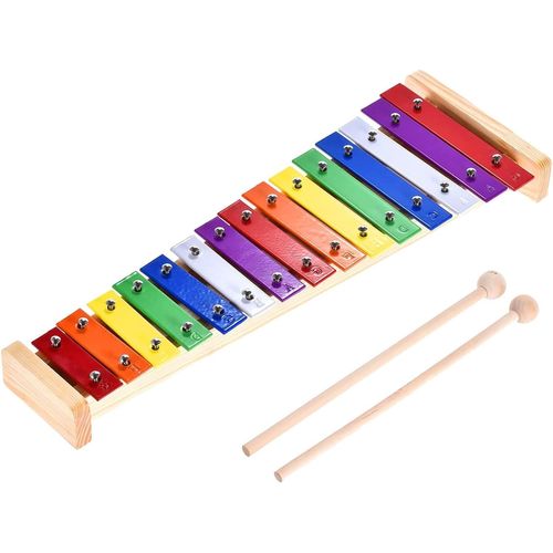 Kalanka-Xylophone En Métal Et Bois Pour Enfants - 15 Tons Colorés Avec 2 Maillets - Instrument De Musique Rythmique