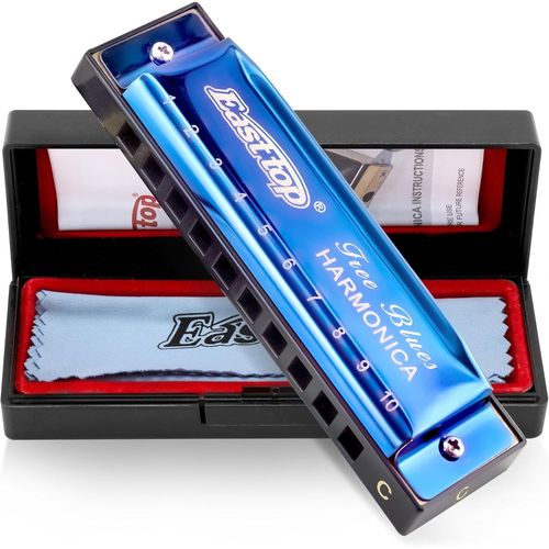 Kalanka-Harmonica Diatonique En Do 10 Trous, Harmonica Blues Diatonique, T003 Instrument Pour Adultes, Étudiants, Enfants Et Débutants Avec Étui Bleu