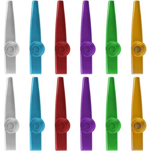 Kalanka-Kazoo Lot De 14 Instruments De Musique En Alliage D'aluminium, 7 Couleurs, Pour Fêtes, Cadeaux, Flûte Nasale Pour Enfants Et Amateurs De Musique