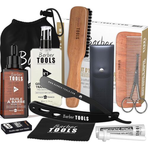 Beard And Shaving Set For Men | Oil, Clear Gel, Shaver, Shaver, Brush, Comb, Scissors, Storage Pouch - Accessory Kit
