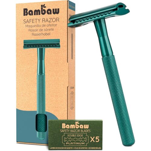 Rasoir De Sécurité En Métal Avec 5 Lames Rasoir De Sûreté Rasoir Pour Homme Et Femme Rasoir Mécanique Compatible Avec Toutes Lames Doubles Rasoir Visage Zéro Déchet 