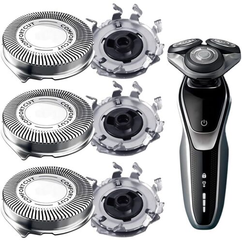 3 unités SH30 Tête de rasoir compatible avec Série 3000, 2000, 1000, Star-Wars, Aquatouch, Système rotatif à 360°, Nettoyage Facile