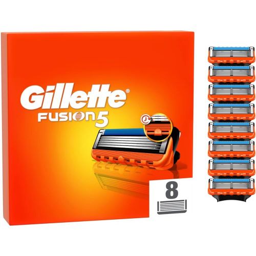 Fusion5 Recharges De Lames De Rasoir Pour Homme, 8 Recharges De Lames, Avec Cinq Lames Anti-Friction Pour Un Rasage De Près 