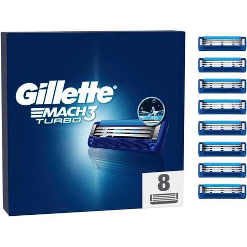 Mach3 Turbo Recharges De Lames De Rasoir Pour Homme, À 3 Lames, 8 Recharges De Lames, Lames Plus Résistantes Que L¿Acier 