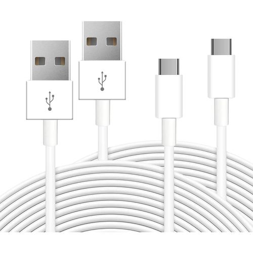 ASFASFq-ANLINK Lot de 2 câbles d'extension d'alimentation de 5 m pour toutes les caméras de surveillance ou appareils compatibles USB-C - Rallonge USB A vers type C - Câble d'extension de charge et d