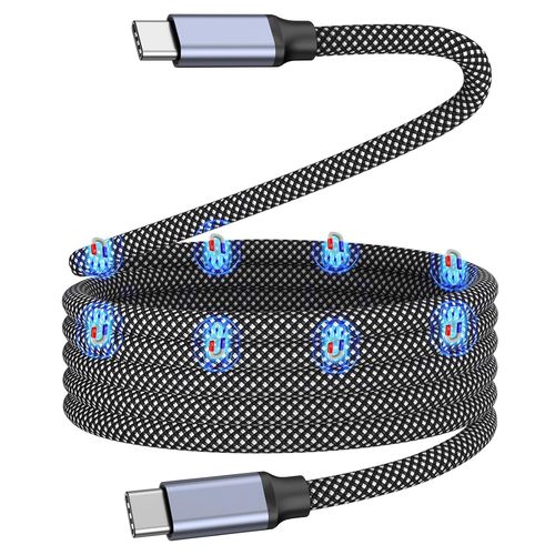 Câble de charge USB C, câble de charge magnétique 240w de type C, câble USBC vers USB-C, câble de charge rapide de 3,3 pieds de type C tressé en nylon