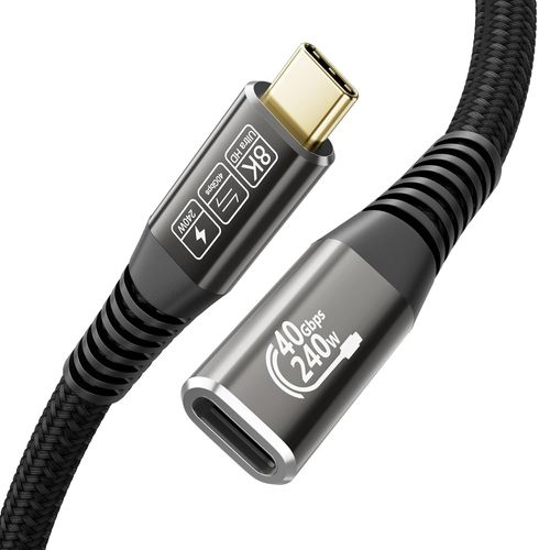 rallonge usb c thunderbolt 4 1m, 240W rallonge thunderbolt 4[40Gbps & PD3.1 48V/5A] Cable USB C Charge Rapide, 8K@60Hz Rallonge Cable USB C vers USB C Male Femelle Pour iPhone 16 S24