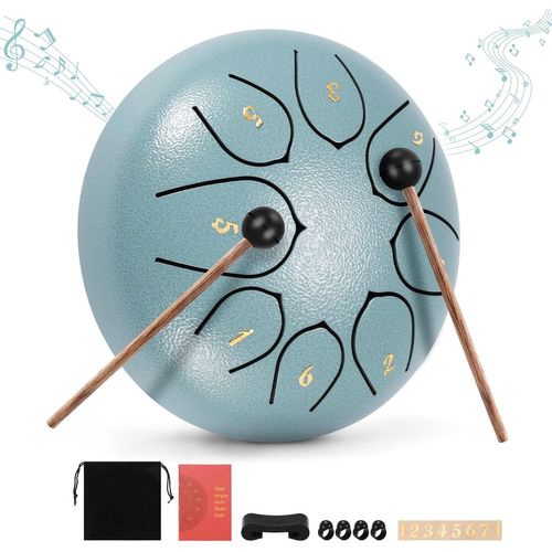 Kalanka-Tongue Drum,Steel Tongue Drum À 6 Pouces 8 Tons, D Key Percussion Steel Drum Kit Mini Tambour Handpan Instrument Avec Sac De Transport, Pour La Méditation,Yoga,Performances,Éducation¿Vert¿