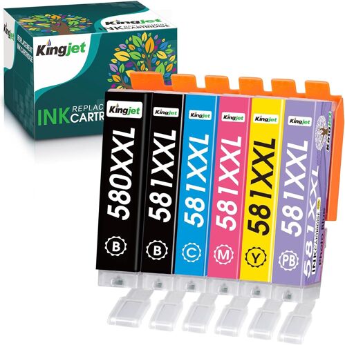 Cli-581 Pgi-580 Xxl Compatible Pour Cartouches D'Encre Canon 580 581 Xxl Pour Pixma Ts8350 Ts8250 Ts8150 Ts8251 Ts8151 Ts8252 Ts8152 Ts9150 Ts9155 Ts8350 (6 Pack)