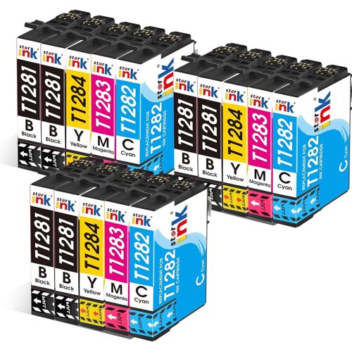 T1285 Multipack, 15 Pack, Compatible pour Epson T1281 Noir,T1282, T1283, T1284, Cartouche d'encre pour Epson Stylus SX235W SX230 SX125 SX130 BX305F BX305FW SX425W SX420W SX430W SX435W SX440W