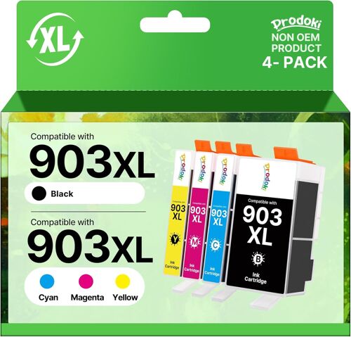 903XL Cartouches d'encre Remplacement pour Cartouche HP 903 XL pour Cartouche HP Officejet 6950 6960, pour HP Officejet Pro 6960 6970 Imprimante (pack de 4 cartouches, Noir Cyan Magenta Jaune)