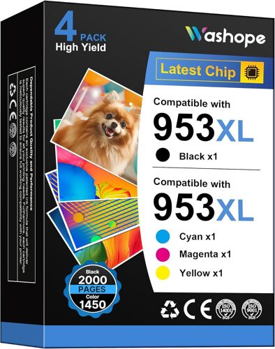 Cartouche 953XL 953 XL Compatible pour HP 953 XL Compatible pour HP Officejet Pro 7740 8720 7720 8710 8725 8730 8715 8725 7730 8210 8715 8218 8719 8710 8740 (Pack de 4 Cartouches)